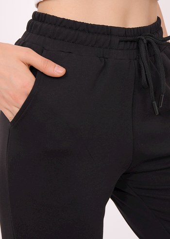 xxl Beden Siyah Kadın palazzo Kesim iki ip Pantolon