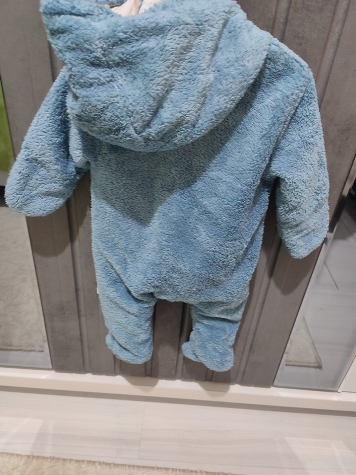 Mavi Erkek Bebek Peluş Tulum - Görsel 3