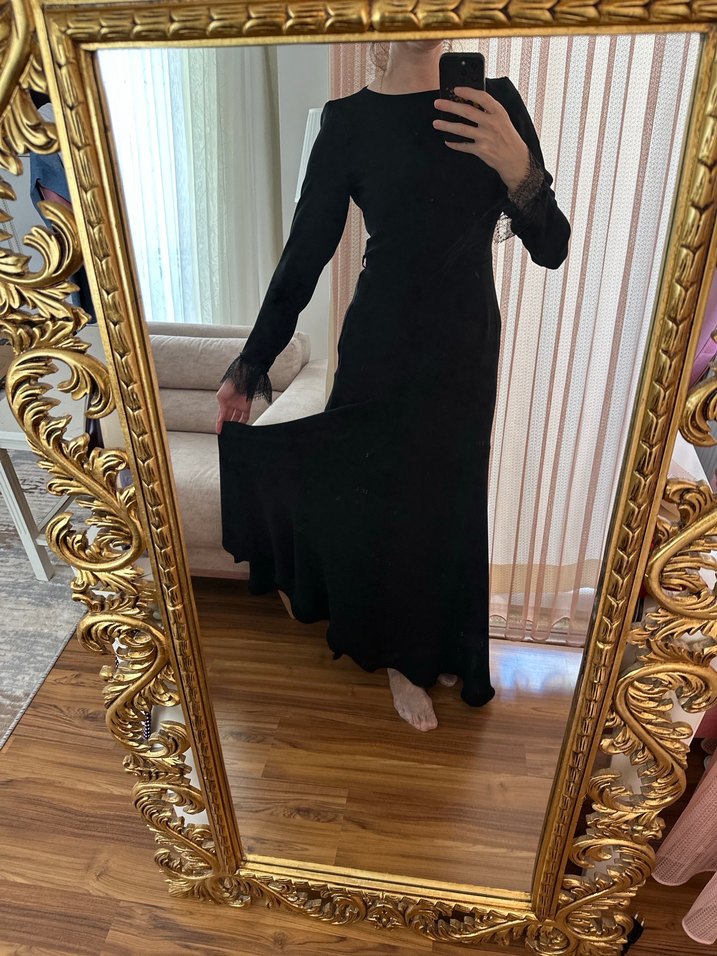 Aker Siyah Uzun Davet Elbisesi - Görsel 3