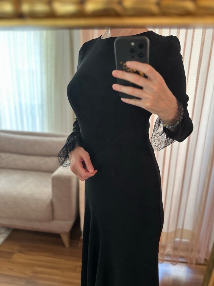 Aker Siyah Uzun Davet Elbisesi - Görsel 2