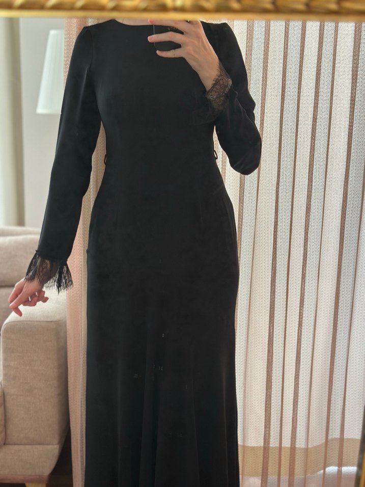 Aker Siyah Uzun Davet Elbisesi - Görsel 4