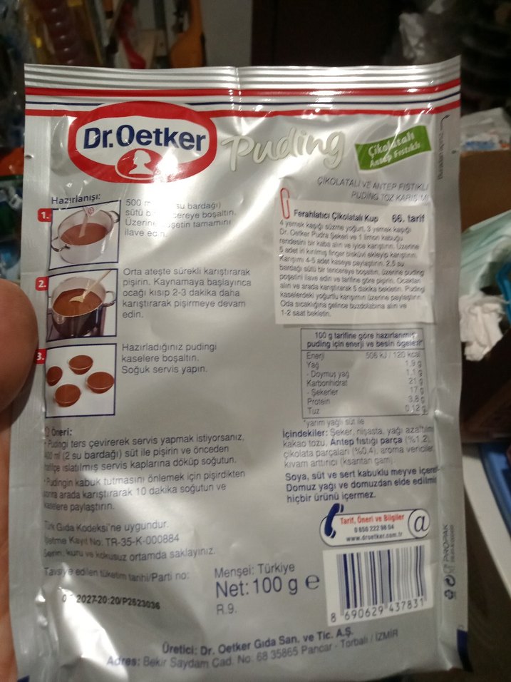 Dr.Oetker Çikolatalı Antep Fıstıklı Puding 100g - Görsel 2