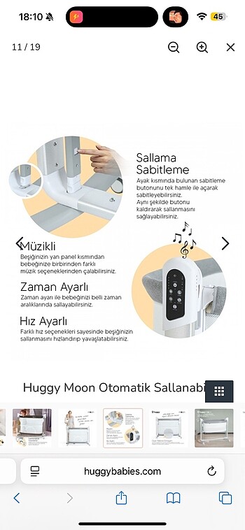 Beden Huggy moon anne yanı otomatik beşik ve oyun parkı