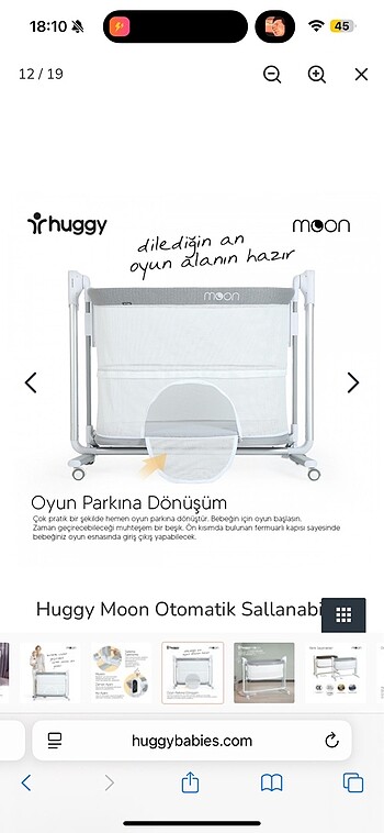 Beden Renk Huggy moon anne yanı otomatik beşik ve oyun parkı