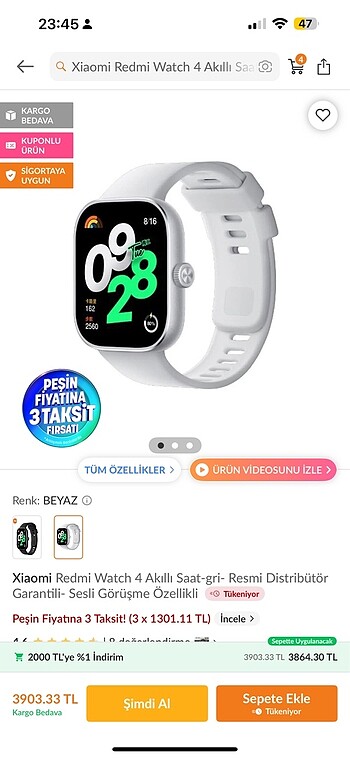 Xiaomi Watch 4 akıllı saat