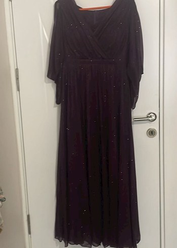 Mor Kadın Uzun Bohem Drapeli Elbise - Görsel 4