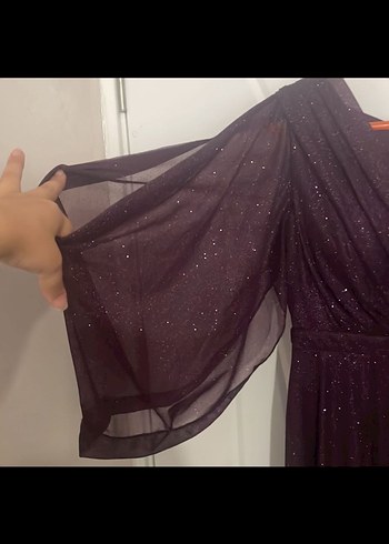 Mor Kadın Uzun Bohem Drapeli Elbise - Görsel 6