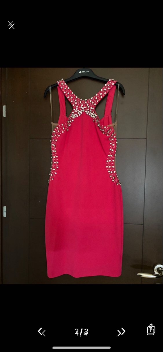 Parlak Kırmızı Straplez Mini Abiye Elbise - Görsel 2