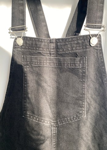 Siyah Denim Midi Kadın Salopet - Görsel 3