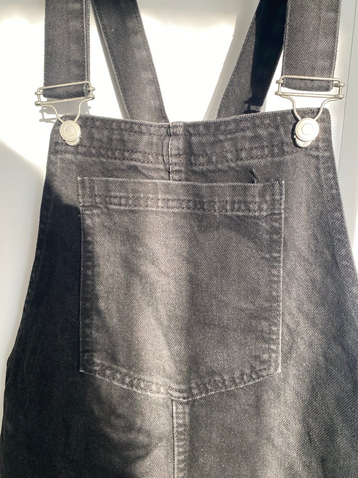 Siyah Denim Midi Kadın Salopet - Görsel 3