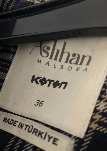 Kadın Gri Ekose Düğmeli Blazer Ceket - Görsel 2