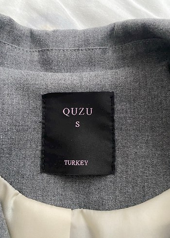 Gri Düğmeli Keten Kadın Blazer - Görsel 3
