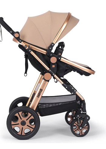 Kahverengi Bebek Arabası ve Oto Koltuğu Seti - Görsel 4