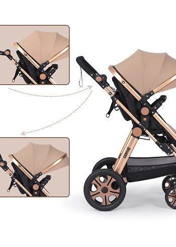 Kahverengi Bebek Arabası ve Oto Koltuğu Seti - Görsel 3