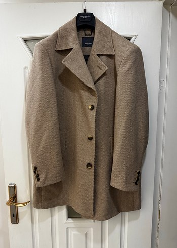 Bej Erkek Süet Düğmeli Midi Kaban - Görsel 2