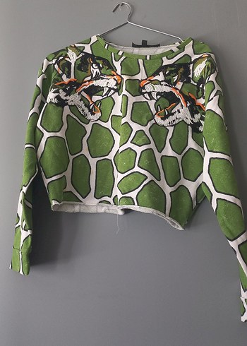 Yeşil Yılan Baskılı Kadın Sweatshirt
