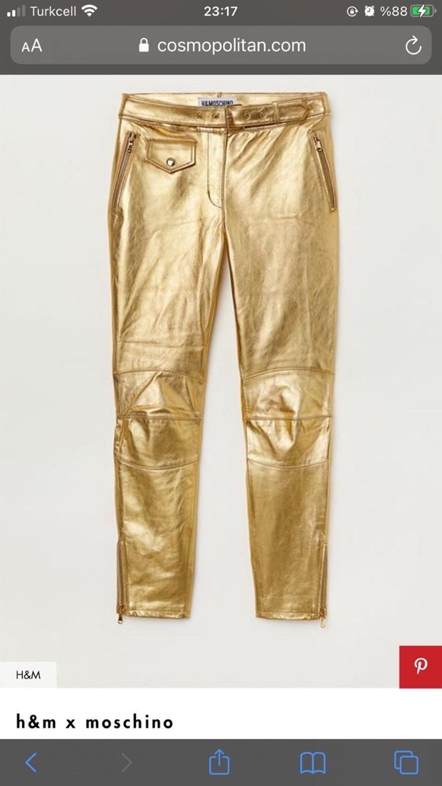 Kadın Altın Renkli Deri Skinny Pantolon — görsel 8/10