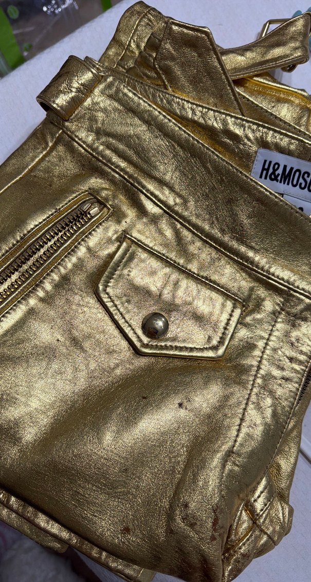 Kadın Altın Renkli Deri Skinny Pantolon — görsel 9/10