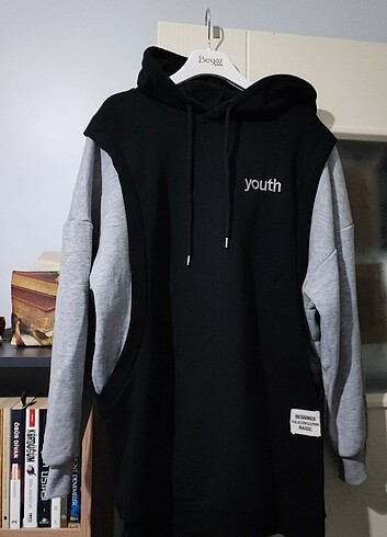 Diğer Kapüşonlu siyah gri sweatshirt