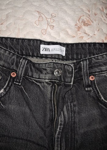 Zara Zara Gri Loose Fit Mini Denim Şort