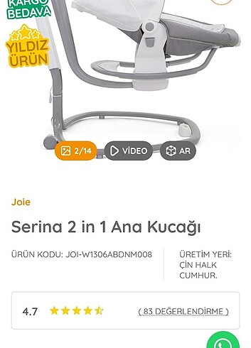 Joie otomotik sallanan Ana kucağı 