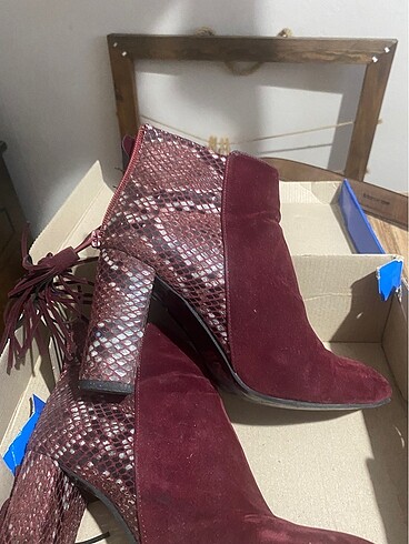 37 Beden bordo Renk Topuklu bot