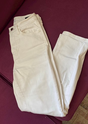 Mavi Jeans Düğmeli Beyaz Midi Kadın Kot Pantolon