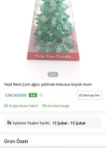  Beden yeşil Renk Çam Ağacı Dekoratif Mum