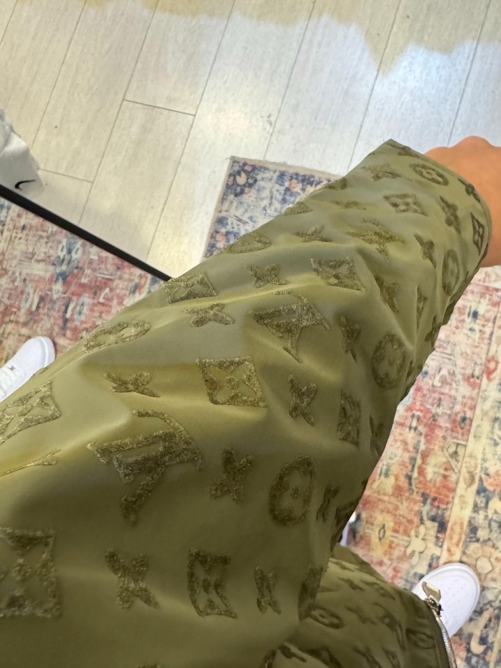 Kouıs Vuıtton Haki Süet Ceket, Regular Fit, Düz Desen - Görsel 3