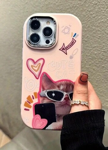 Kedi temalı pembe iphone 11 kılıf 