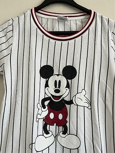 s Beden Çizgili Micky Mauslu Tshirt