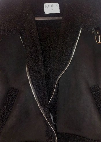 Trendyol & Milla Siyah Suni Kürklü Oversize Ceket
