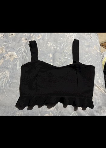 Siyah Volanlı Kolsuz Mini Bustiyer
