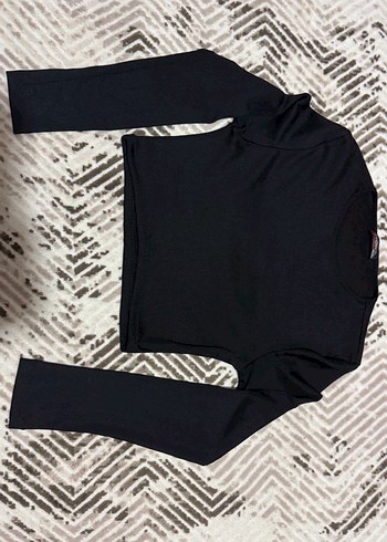 Diğer Siyah Yarım Balıkçı Yaka Crop Top