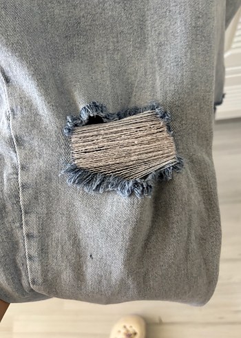 31 Beden Gri Denim Kadın Bol Kesim Pantolon