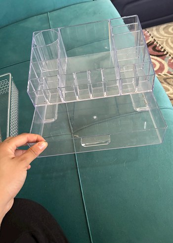Beden Bej Şeffaf Makyaj Organizer Kutusu