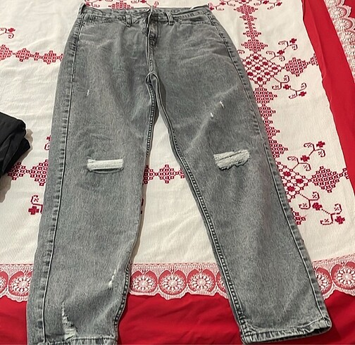 xl Beden gri Renk Bayan kot