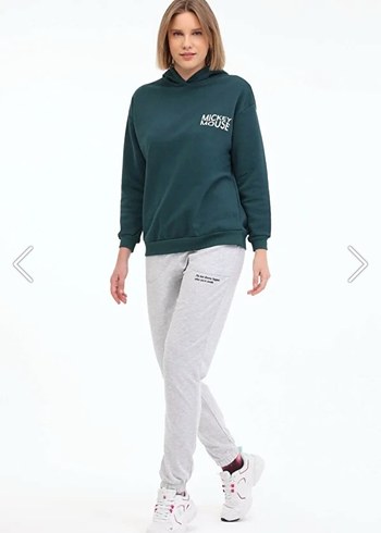 Krem Kadın Pamuklu Rahat Kesim Eşofman - Görsel 5