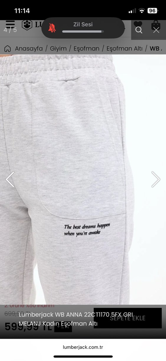 Krem Kadın Pamuklu Rahat Kesim Eşofman - Görsel 4