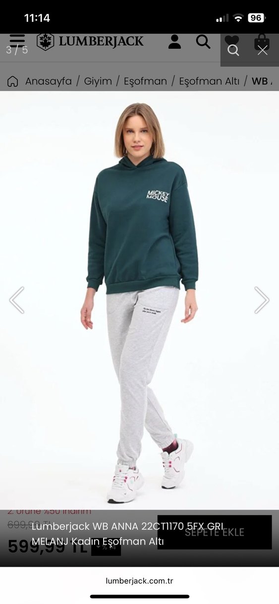 Krem Kadın Pamuklu Rahat Kesim Eşofman - Görsel 5