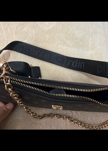 Zincir Detaylı Siyah Kadın Deri Çanta Pierre cardin - Görsel 2
