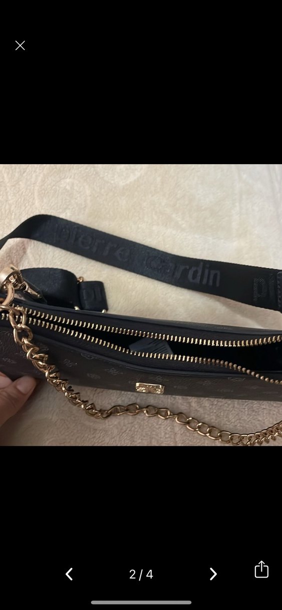 Zincir Detaylı Siyah Kadın Deri Çanta Pierre cardin - Görsel 2