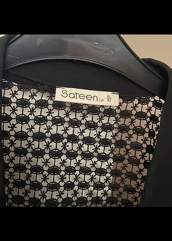 xl Beden Dantel Detaylı Siyah Uzun Kollu Kadın Takım Elbise