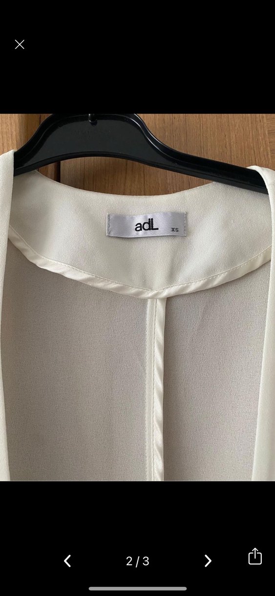 Düğmeli Beyaz Kadın Keten Blazer - Görsel 2