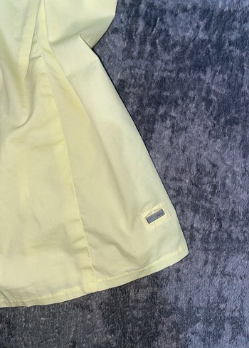 m Beden sarı Renk yellow butter mango kısa kollu poplin gömlek