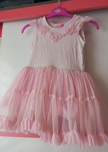 Pembe Fırfırlı Kolsuz Kız Elbisesi