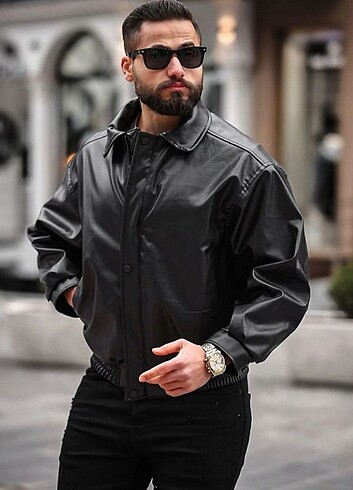 xl Beden vintage oversize bomber deri ceket