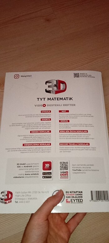  Beden Tyt matematik 3D video destekli defter 