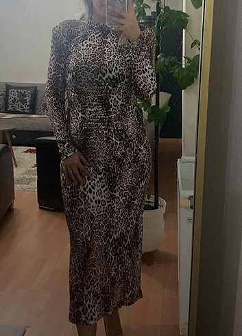 m Beden Leopar desenli elbise