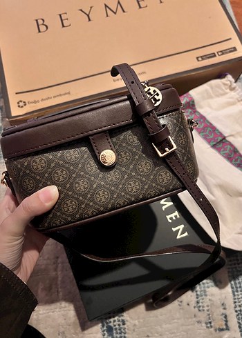 Tory Burch Kahverengi Monogramli Mini Canta